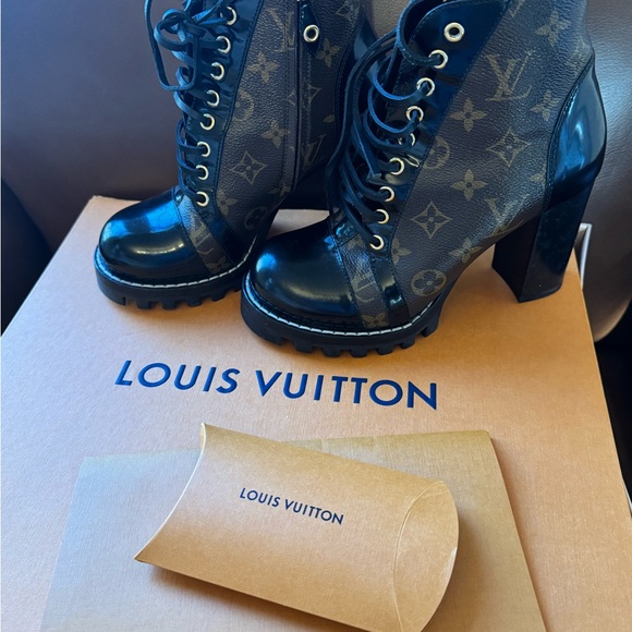 Louis Vuitton Shoes - Louis Vuitton Dark Monogram Heeled Boots